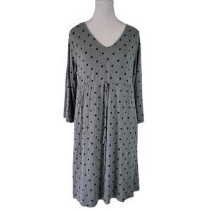 Soma Size M Casual Polka Dot V-Neck Lounge Wear House Dress Grey Casual Comfy